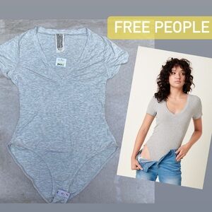 Free People Light Grey "Oh My Bodysuit " Size Medium.
